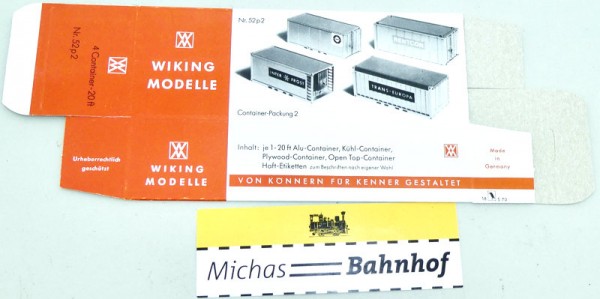 Wiking 52p2 Container Packung 2 Karton leer H0 1:87 å