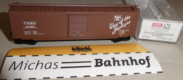 Chicago Burlington &amp; Q 21383 50&#039; St Box Car Micro Trains Line 31320 1:160 ø23 å