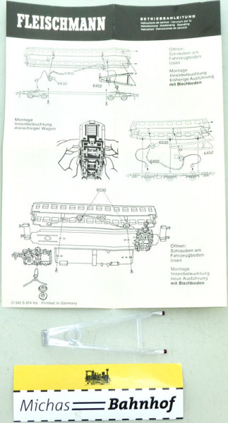 Fleischmann 6452 Innenbeleuchtung Lichtleiter H0 1:87 KA3 å