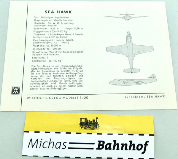 WIKING FLUGZEUG MODELLE 1:200 Anleitung SEA HAWK SCH å