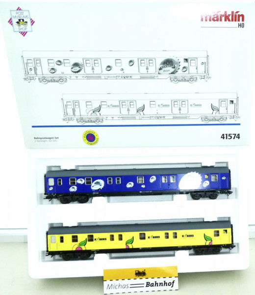 Märklin 41574 Bahnpostwagen-Set 2 Barwagen.der SVG Wagen-Set H0 1:87 OVP HE2 å