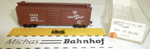 CB&Q 19563 Way of Zephyrs 40' Box Car Atlas 3434 N 1:160 #=25 å