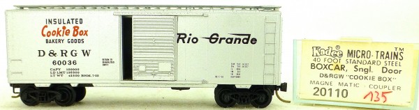 Micro Trains Line 20110 D&amp;RG Cookie Box 60036 40&#039; St. Boxcar 1:160 OVP #H135 å