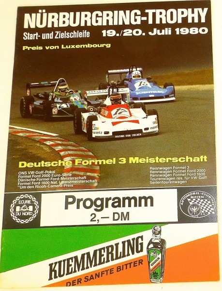 19./20. Juli 1980 Nürburgring - Trophy Preis von Luxembourg PROGRAMMHEFT å I04 *