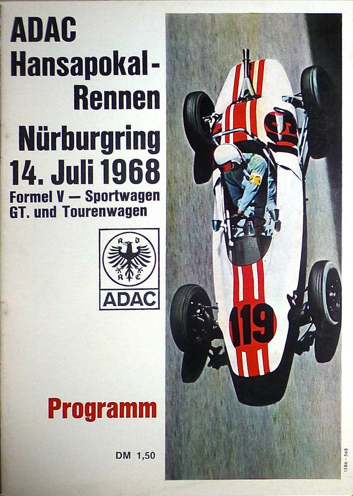 Motorsport Juli 1968 Adac Hansapokal Rennen Formel V Nurburgring Programmheft A Iv07 14 Spb