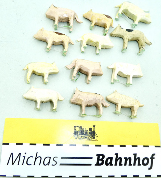 Preiser Holz 12 Schweine H0 1:87 HS4 å