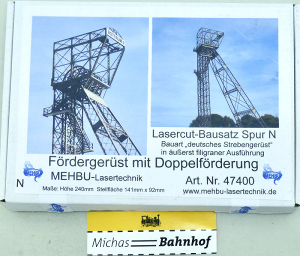 Mehbu Deutsches Strebengerüst Fördergerüst Doppelförderung Lasercut N 1:160 HG6å Mehbu Deutsches Str
