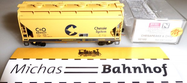 C&amp;O 605527 3 Bay ACF Center Flow Hopper Micro Trains Line 92160 1:160 OVP R105 å